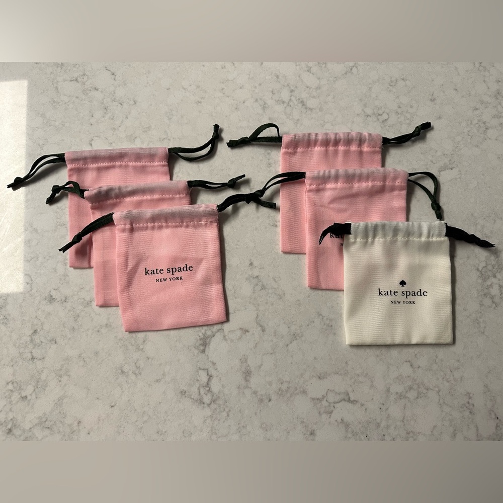Kate Spade Bundle of 6 Small Drawstring Jewelry Dust Bags - 3.75 in. x 4.25 in.
